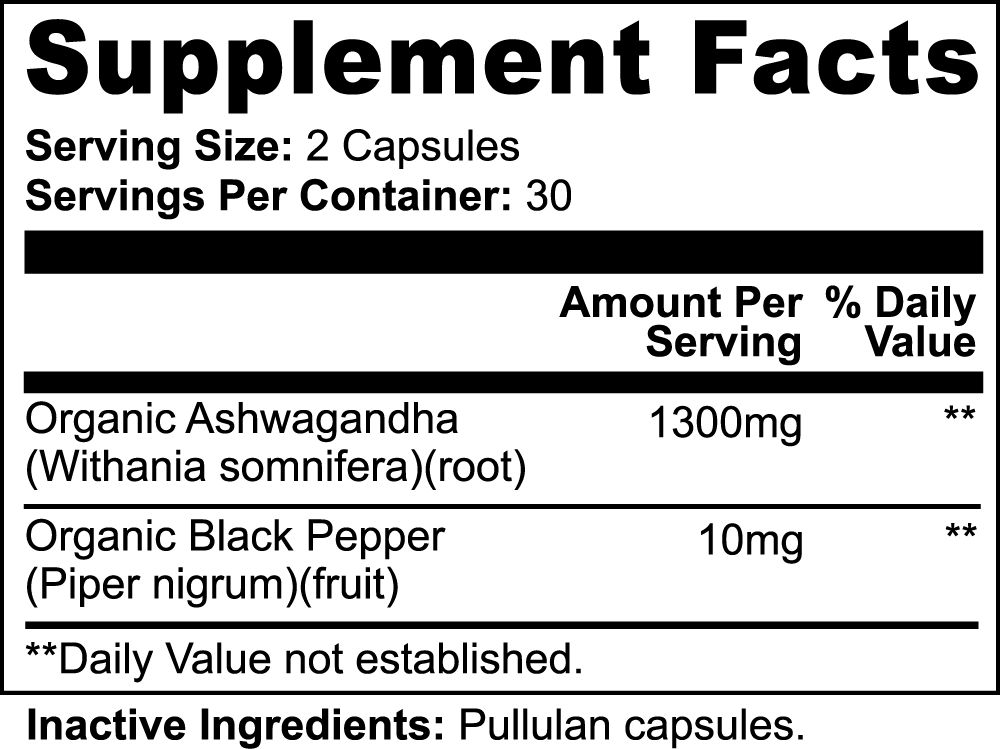 Premium Ashwagandha Capsules: 1300mg with Black Pepper - Super Achiever Club Shop